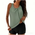 thumbnail image 1 of Ecqkame Womens Tankini Bathing Suits Two Piece Plus Size Swimsuits Tummy Control Swimwear with Boyshorts Army Green M, 1 of 7