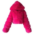 thumbnail image 1 of Ecqkame Womens Teddy Cropped Faux Pelt Jacket Short Hooded Warm Fuzzy Splicing Jacket Long Sleeve Winter Jackets Coat Outerwear Hot S, 1 of 3
