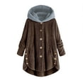 thumbnail image 1 of Ecqkame Womens Winter Warm Fleece Jacket Coat Clearance Women Plus Size Button Plush Tops Hooded Loose Cardigan Wool Coat Winter Jacket Brown XXXXXL, 1 of 3