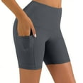 thumbnail image 1 of Ecqkame Yoga Leggings Shorts for Women Elastic High Waist Athletic Tight Fitting Fitness Shorts Shaping Workout Sports Shorts with Pockets Dark Gray S, 1 of 9