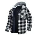 thumbnail image 1 of Ecqkame Zip Up Sweatshirts for Men Casual Thicken Button Up Hooded Plaid Long Sleeve Jacket with Pocket Mens Winter Jacket Black XXXXXL, 1 of 5