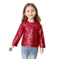 thumbnail image 1 of Ecqkame Boys Girls Leather Jackets Fashion Casual Motorcycle Handsome Jacket Winter Warm Windproof Stand Collar Full Zip Outwear Red 9 Years, 1 of 5