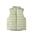 thumbnail image 1 of Ecqkame Boys Girls Puffer Vests Lightweight Sleeveless Stand Collar Jackets Winter Warm Solid Color Zip Up Outerwear Green 7 Years, 1 of 4