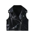 thumbnail image 1 of Ecqkame Children's Faux Leather Vests Sleeveless Motorcycle Jacket Solid Color Zipper Pockets Coat for Boys Girls 1-10 Years Black 90, 1 of 7
