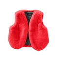 thumbnail image 1 of Ecqkame Children's Girls Velvet Vests Solid Color Faux Fur Winter Warm Outerwear Sherpa Fleece Sleevless Cardigan Vest Red 2-3 Years, 1 of 5