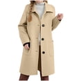 thumbnail image 1 of Ecqkame Children's Winter Trench Coat Solid Color Breasted Pockets Mid Length Overcoat Long Sleeve Windbreaker Outerwear for 4-15 Years Khaki 6-7 Years, 1 of 6