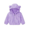 thumbnail image 1 of Ecqkame Girls Boys Winter Fleece Jackets Cute Shaped Hooded Outerwear Zipper Long Sleeve Warm Thickened Coat Purple 12 Months, 1 of 6