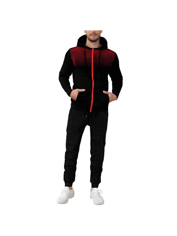 Sweatsuits for Men 2 Piece Tracksuit Sets Full Zip Hoodie Sweatpant Casual Sports Jogging Athletic Outfit Sets Black XXL