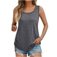 thumbnail image 1 of Ecqkame sleeveless tops for women Loose Solid Color Casual Flowy Basic Tank Tops Round Neck Summer T-Shirts Outfits Dark Gray M, 1 of 5