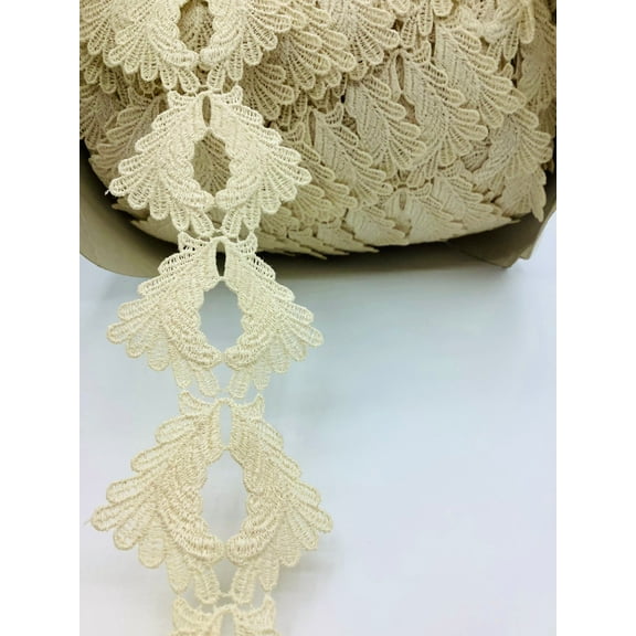 Ecru 2-1/4" Double Leaf Venice Lace
