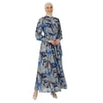 thumbnail image 1 of Ecru - Blue - Floral - Crew neck - Fully Lined - Modest Dress - Refka, 1 of 5