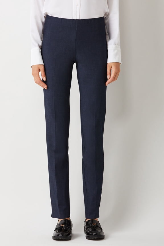 Designs Mid Waist Solid Stretch Crepe Pant-INDIGO / XS
