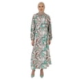 thumbnail image 1 of Ecru - Green - Floral - Crew neck - Unlined - Modest Dress - Refka, 1 of 5