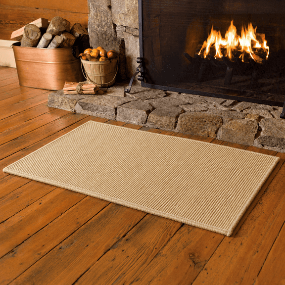 Ecru Herringbone Hearth Rug, 24.49 x 42.1 inches