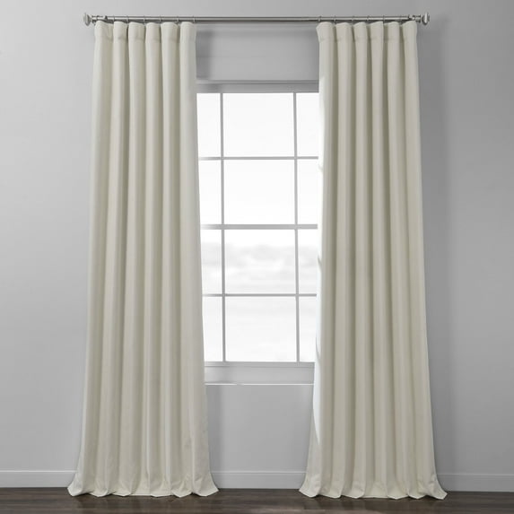 Half Price Drapes Ecru Italian Faux Linen Hotel Blackout Curtains for Bedroom (1 Panel), 50W X 108L