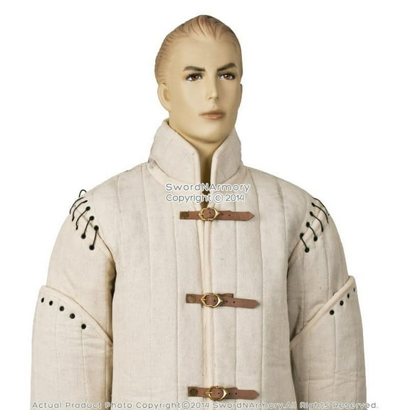 Ecru Medieval Gears Gambeson Type I Padded Armour CoatSCA WMA Costumes Jacket