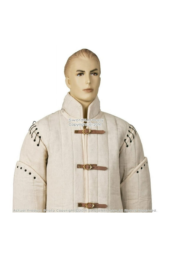 Ecru Medieval Gears Gambeson Type I Padded Armour CoatSCA WMA Costumes Jacket
