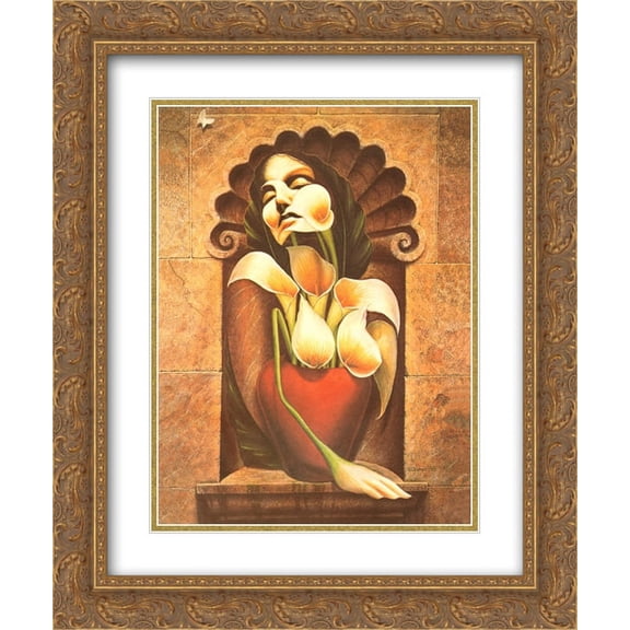 Ecstasy of the Lilies 2x Matted 16x19 Gold Ornate Framed Art Print by Octavio Ocampo