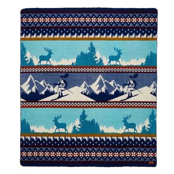 Ecuadane Queen Bed Blanket for Winter, Soft Warm Blanket, Winter Lodge Ski Snow Blanket, 93âx82â - Blue Ski Adventure