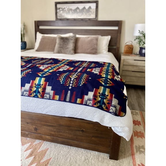 Ecuadane Southwestern Throw Blanket for Couch, Sofa, Bed, Warm, Lightweight, Boho, Western Style, Full/Queen, 93 x 82 inches -Andes Midnight
