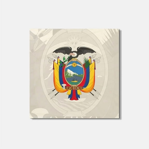 Ecuador Coat Of Arms 4'' X 4'' Square Wooden Coaster