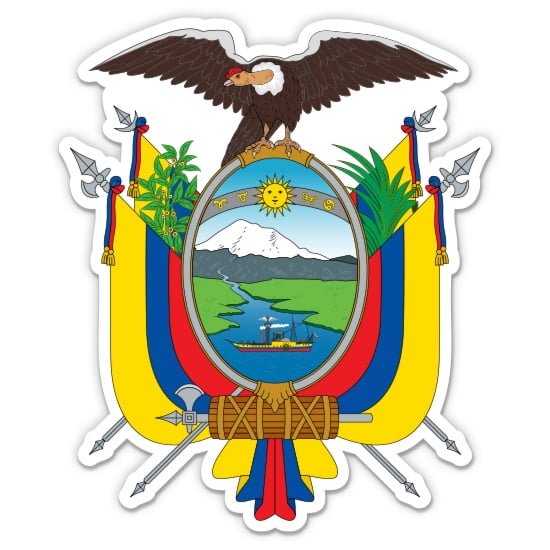 Ecuador Coat of Arms - 3" Vinyl Sticker - For Car Laptop Water Bottle Phone - Waterproof Decal