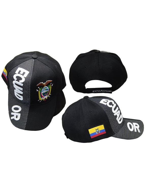 Ecuador Country Black White Letter Crest 3-D Patch On Side Embroidered Hat Cap