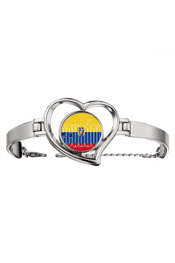 Ecuador Country Flag Name Bracelet Heart Jewelry Wire Bangle
