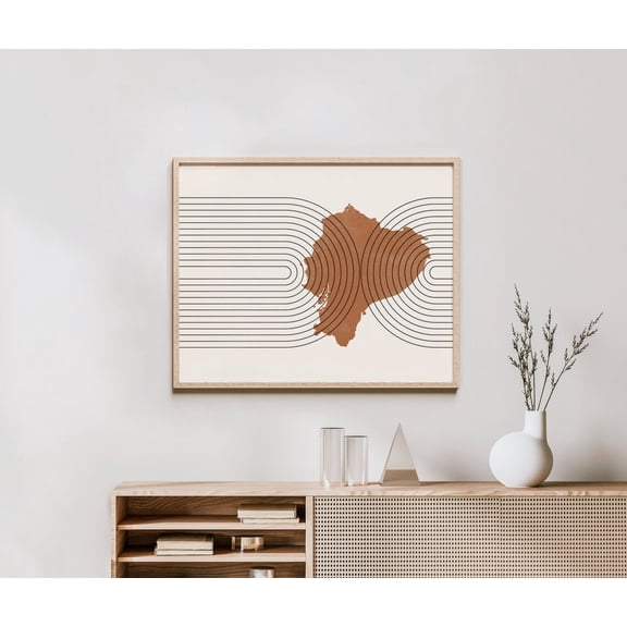 Ecuador Country Map Mid Century Wall Art Decor Unframed Paper Print