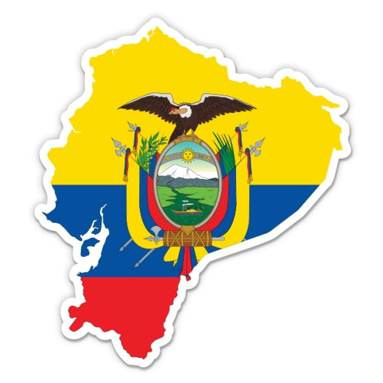 Ecuador Flag Country Shape - 3" Vinyl Sticker - For Car Laptop Water Bottle Phone - Waterproof Decal