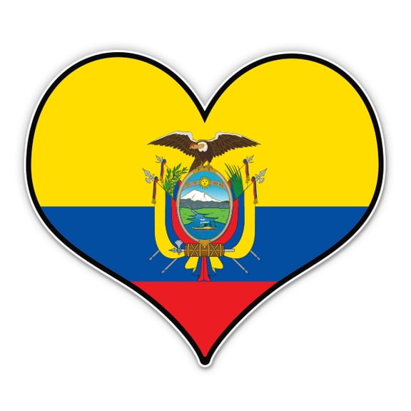 Ecuador Flag Heart - 3" Vinyl Sticker - For Car Laptop Water Bottle Phone - Waterproof Decal