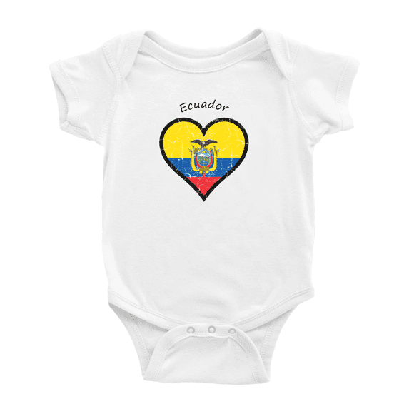 Ecuador Flag Heart Love Funny Baby Bodysuit Boy Girl Clothes