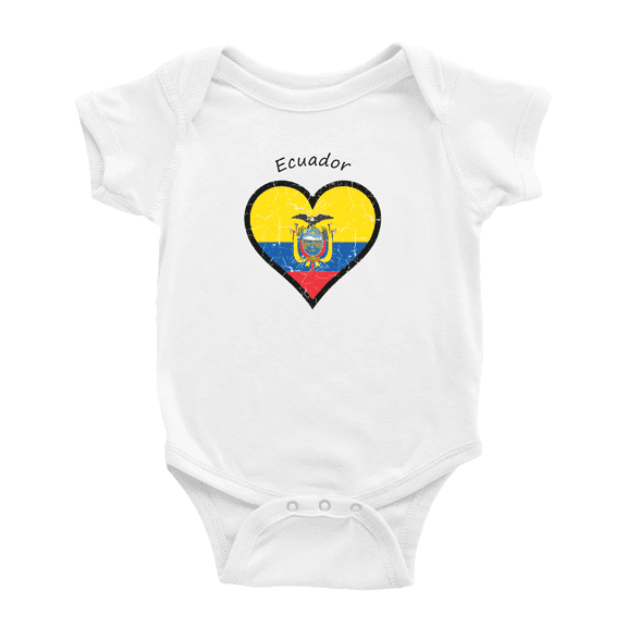Ecuador Flag Heart Love Funny Baby Bodysuit Boy Girl Clothes