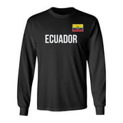 Ecuador Flag - Soccer Cup Inspired Fans Supporter Long Sleeve T-Shirt (Black, Small)