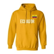 Ecuador Flag - Soccer Cup Inspired Fans Supporter Unisex Hooded Sweatshirt (Gold, Medium)