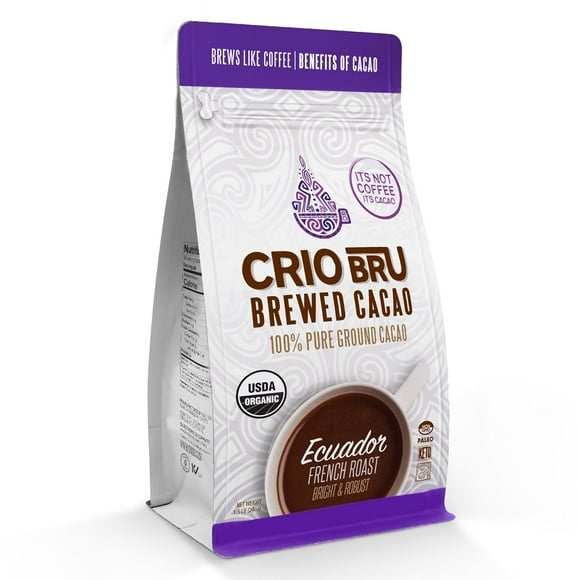 Ecuador French Roast 24oz Bag | Organic Healthy Brewed Cacao Drink | Great Substitute to Herbal Tea and Coffee | 99% Caffeine Free Gluten Free Low Calorie Honest Energy Brew And Enjoy Hot or Iced