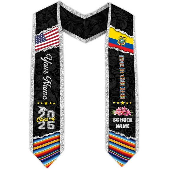 Ecuador Graduation Stole, Ecuadorians American Flag Graduation Sash 2025, Ecuadorians Graduation Sash