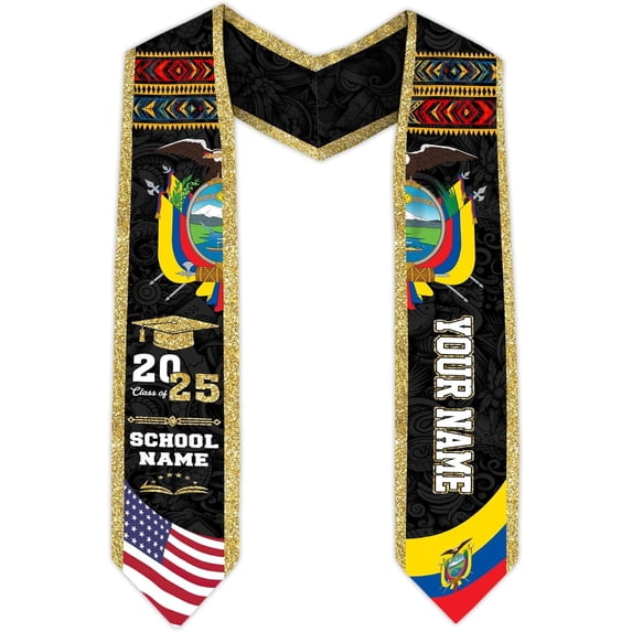 Ecuador Graduation Stole, Ecuadorians American Flag Graduation Sash ...