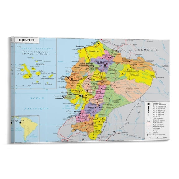 Ecuador Map Posters Poster Decorative Painting Canvas Wall Art Living Room Posters Bedroom Painting 24x36inch(60x90cm)