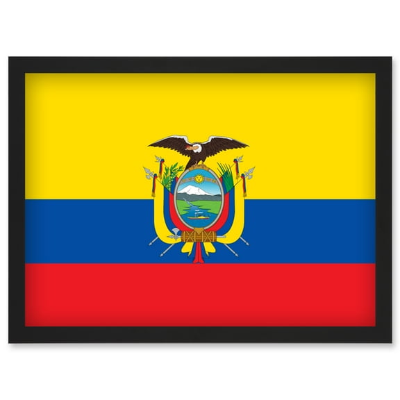 Ecuador National Flag Patriotic Vexillology World Flags Country Region Poster Artwork Framed Wall Art Print A4
