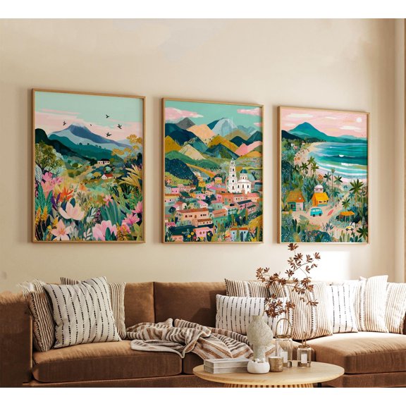 Ecuador Posters South America Travel Wall Art Mountain Landscape Print Set Modern Artwork Cultural Home Decor Earth Tone Style Set 3