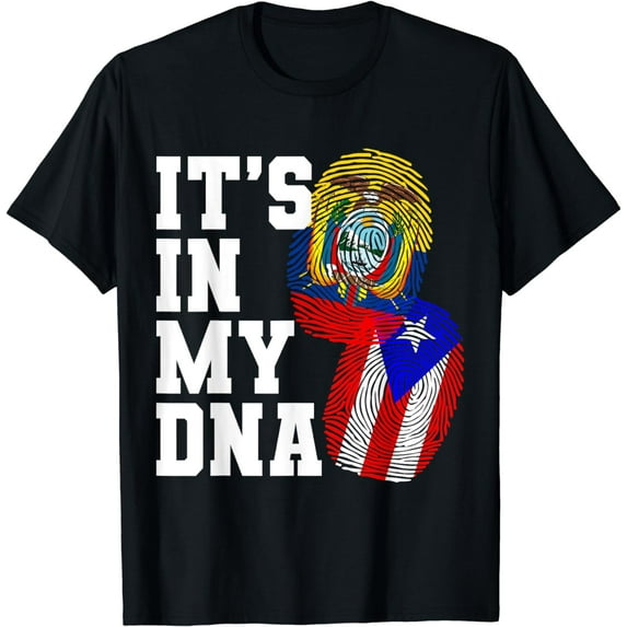 Ecuadorian And Puerto Rican DNA Heritage Flag Gift T-Shirt