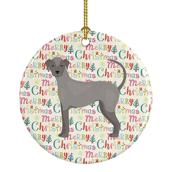 Ecuadorian Hairless Dog Merry Christmas Ceramic Ornament 2.8 in x 2.8 in