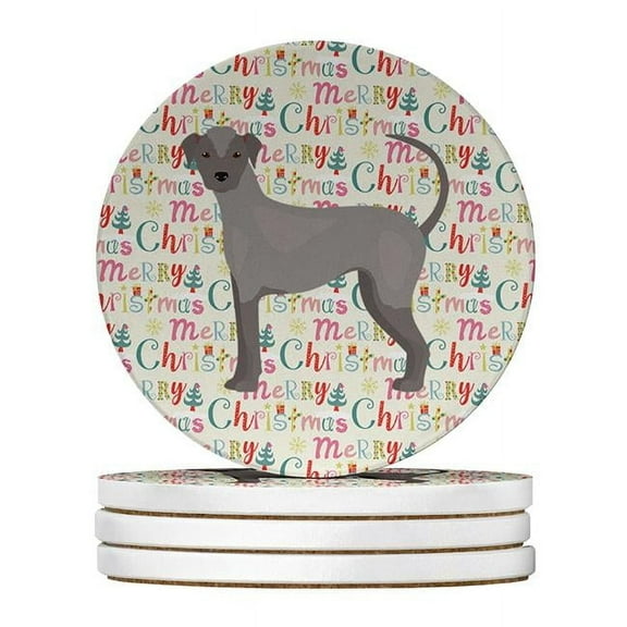 Ecuadorian Hairless Dog Merry Christmas Large Sandstone Coasters Pack of 4 4 in x 4 in