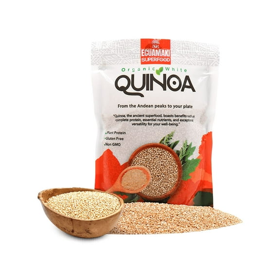 Ecuamaki 100% Organic White Quinoa, Egg-Free, Shelf-Stable, 1 Lb