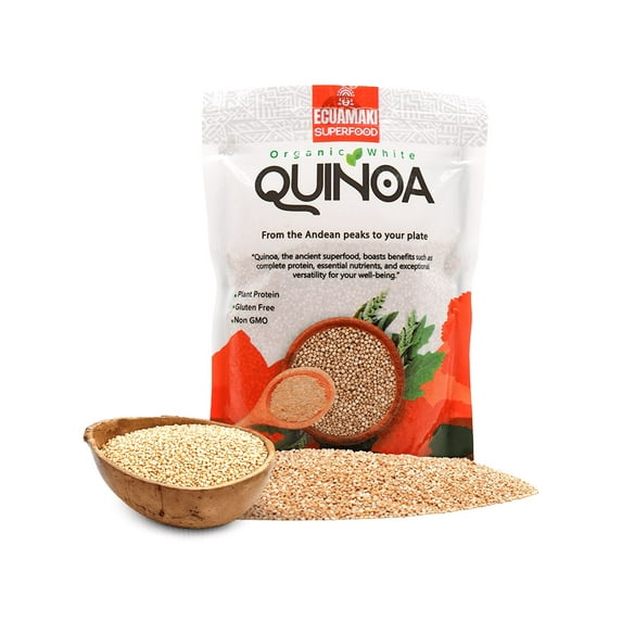 Ecuamaki 100% Organic White Quinoa, Egg-Free, Shelf-Stable, 1 Lb