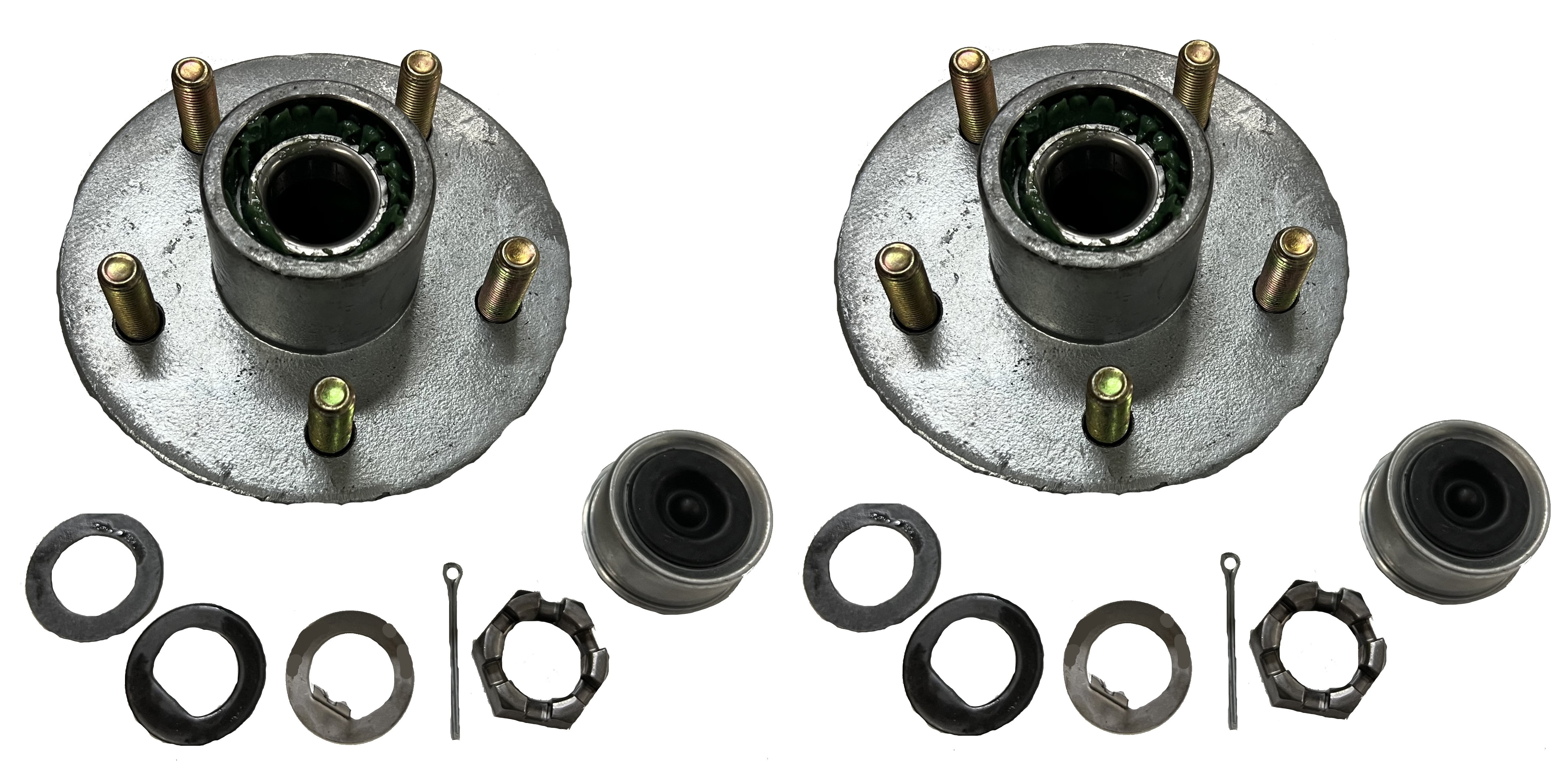 eCustomhitch 2Pk Trailer Wheel Hub PreGreased Complete Galvanized 5 Lug (4.5) 84 3500lb