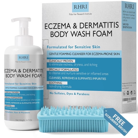 Eczema Body Wash | Sensitive Skin Body Wash Foam | Soothing Cleanser for Eczema Prone Skin | Reduces Dryness & Itching