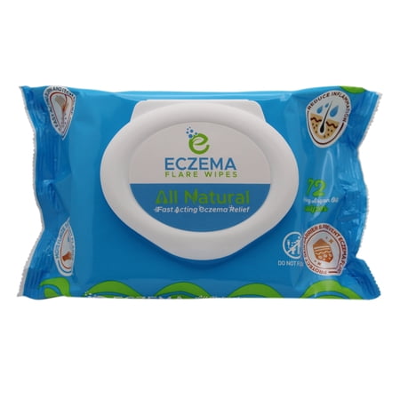 Eczema Flare Wipes® All-Natural Fast-Acting Relief, Anti-Itch, Reduces Inflammation, Protects Skin Barrier, Convenient 72 ct