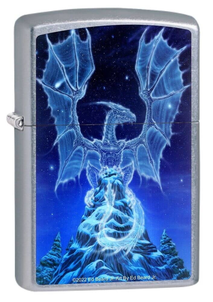 Ed Beard Jr Winter Spirit Dragon Street Chrome Zippo Lighter